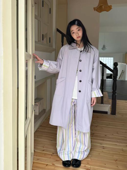 nothe Case布然/NC261815/「淡紫空气」拼皮领紫色中长款风衣 商品图0