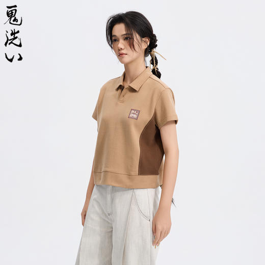 ONIARAI/鬼洗26春夏黑标石器时代蝴蝶拼接散口短身马球衫 A840027 商品图2