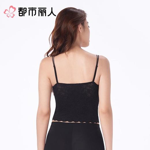 都市丽人背心无罩杯薄蕾丝花面背心长抹胸有杯垫时尚美搭LVC2A4 商品图2