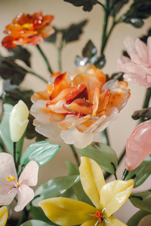 独角鹿西洋古董20世纪中国出品传统东方花卉纹景泰蓝盆装饰「圣洁华贵」珍宝像生盆景一对 商品图6