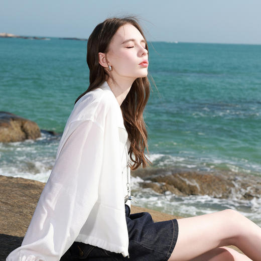 【醋酸】三彩2026夏季新款拉链立领短外套松弛开衫宽松休闲上衣M 商品图2