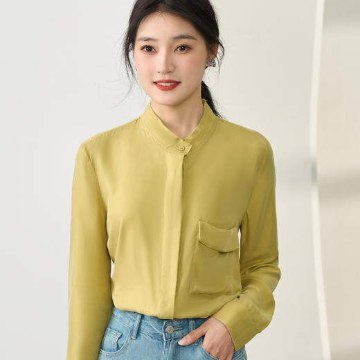 剩S/M/L/XL 芳外新款宽松立领衬衫百搭宽松衬衣女8T24AC0005 商品图5