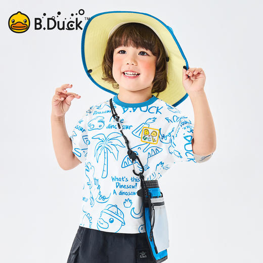 [冰感速干]bduck小黄鸭童装男童T恤短袖夏装宝宝半袖儿童恐龙上衣90-150 BF2701024 商品图0