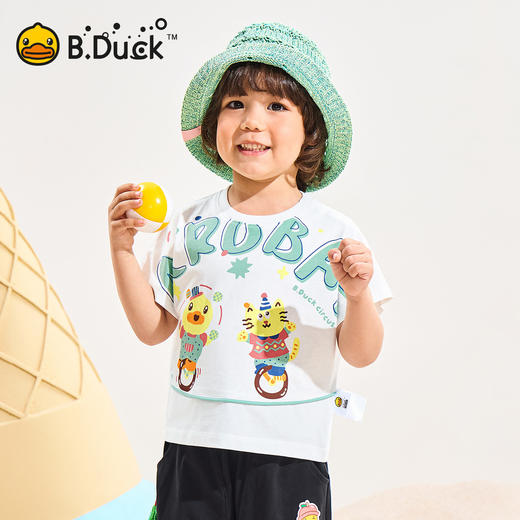 [驱蚊抗菌]bduck小黄鸭童装儿童纯棉T恤小男孩透气短袖夏款上衣90-150 BF2701097 商品图0