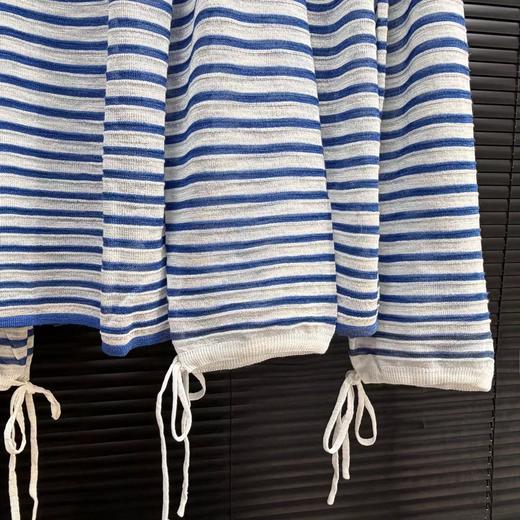 F031004清新蔚蓝色~2026早春度假条纹针织衫宽松透气防晒罩衫航海风长袖上衣 商品图13