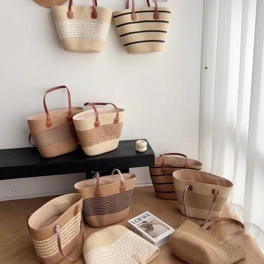 【夏风撞进草编里！49元带走超大容量草编包包】不同花纹 天然纸草材质 软韧有筋骨 商品图4