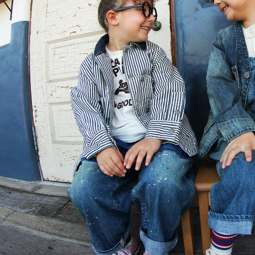 DD日本童装 DENIM DUNGAREE 26春夏丹宁瓢虫牛仔拼接设计长裤 商品图1