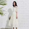 三彩2026夏季新款法式V领高腰中袖A字裙连衣裙大摆长裙简约S 商品缩略图1