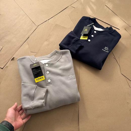 F031042新品小立领半门襟华夫格加绒长袖打底衫卫衣 商品图2