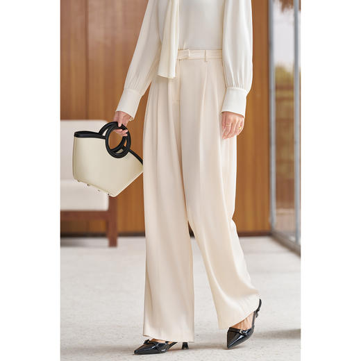 米思阳新款秋季高腰垂感西装裤通勤气质直筒宽松休闲裤5M24CH4047 商品图2