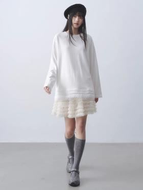 被问爆的叠穿神器｜白色蕾丝内搭宽松长袖打底T恤