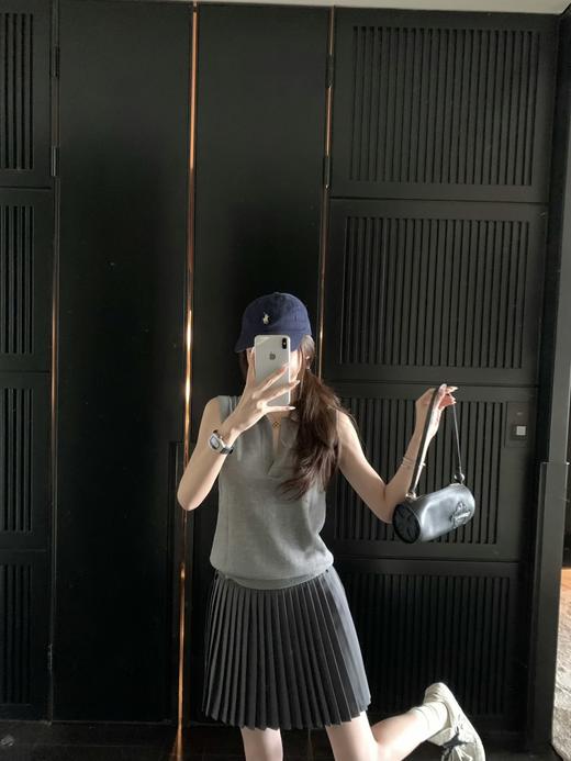 二店y 【9345】松弛老钱风polo领无袖羊毛背心针织上衣 商品图4