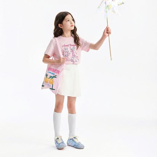 女童圆领短袖针织衫夏季新款安奈儿童装EG621764 商品图3