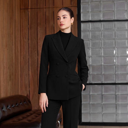 IWY/商务风黑色西装套装女春秋职业正装双排扣显瘦通勤装CP2752 商品图1
