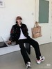 F031011黑8拼接皮袖薄款定织定染毛呢面料男女同款棒球服外套 商品缩略图2