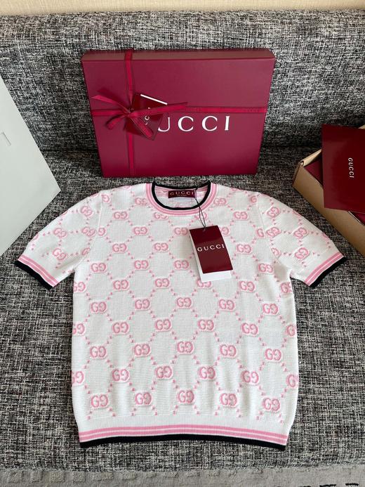 古驰嵌花圆领针织短袖 商品图9