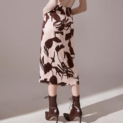 剩S/M/L 芳外新款印花高腰半身裙优雅中长款碎花裙子女8T23CI1140 商品图3