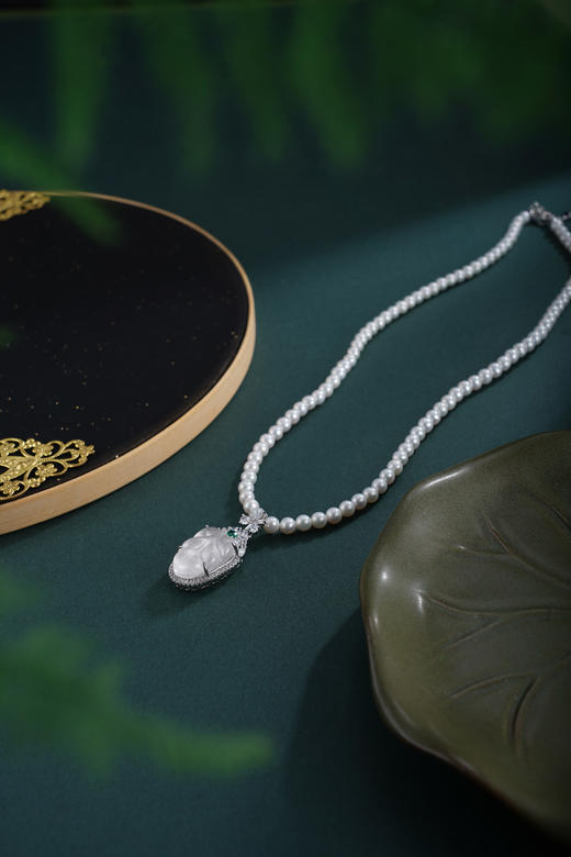 子佩集【珠联叶合】珍珠惜王妃项链【XXXL030】水沫玉叶子豆角2602 商品图4