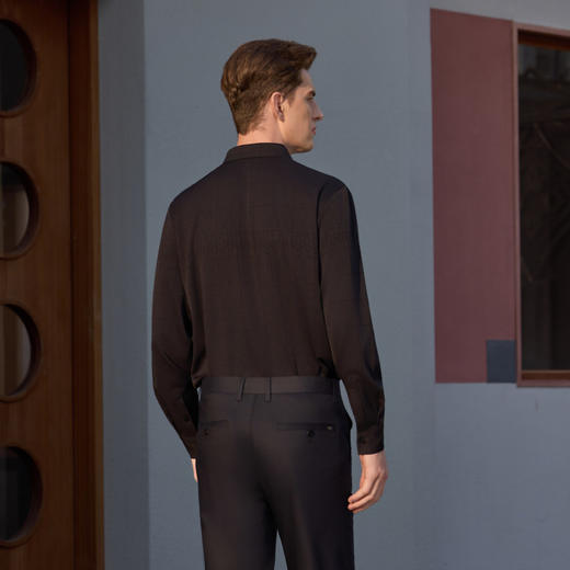 半身缘男装 春季简约时尚格纹立体版型衬衫261312M01010202 商品图4