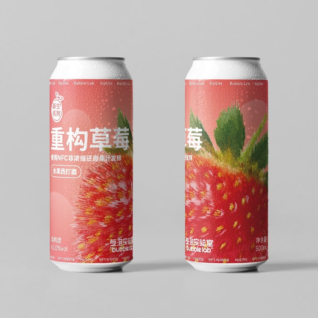 气泡实验室 重构草莓 500ml