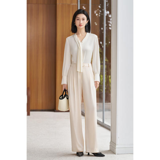 米思阳新款秋季高腰垂感西装裤通勤气质直筒宽松休闲裤5M24CH4047 商品图3