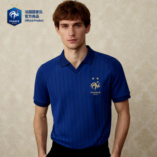 【国家队官方比赛助威服】|蓝色条纹速干运动T恤polo世界杯法国 商品图0