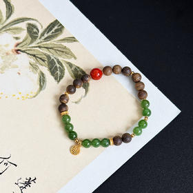 ²【沉香溯源-清欢红韵】南红/和田玉 8mm圆珠奇楠沉香DIY手串 多样性发其一 ( 24小时鉴赏期 ) HM02-CRMM-DBCX