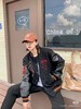 F031011黑8拼接皮袖薄款定织定染毛呢面料男女同款棒球服外套 商品缩略图1