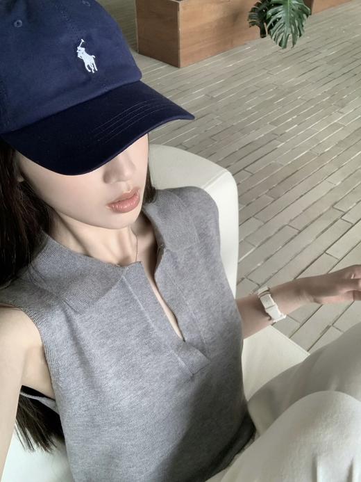 二店y 【9345】松弛老钱风polo领无袖羊毛背心针织上衣 商品图2