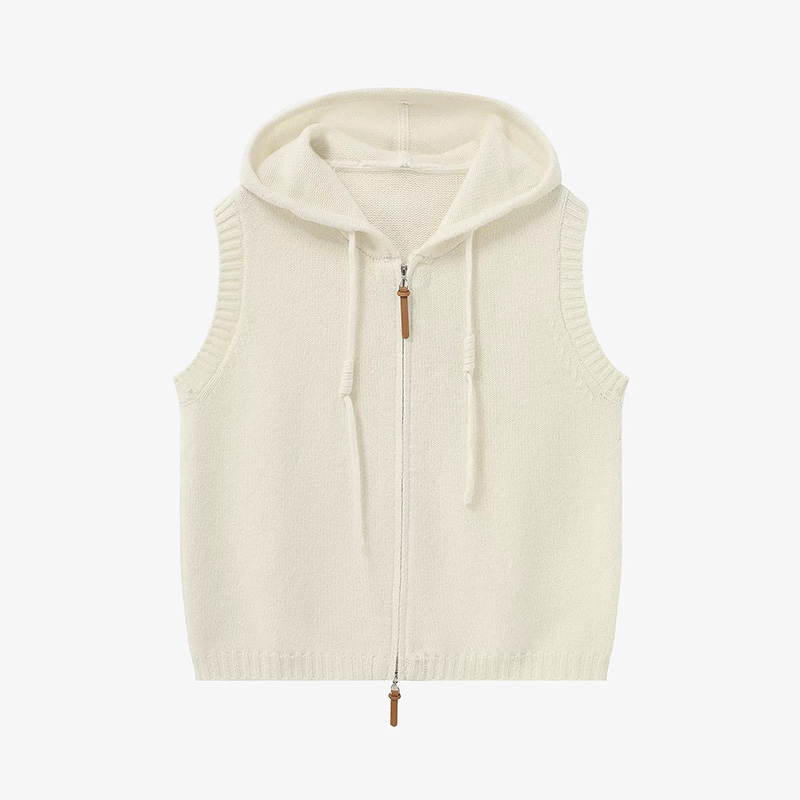 穿搭法宝~100%纯山羊绒双拉链连帽开衫女针织坎肩外套CYR260302