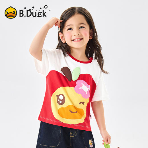[抗菌驱蚊]bduck小黄鸭童装宝宝短袖T恤女童夏装纯棉儿童半袖上衣90-150 FF2701071 商品图1