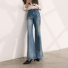 三彩2026夏季新款休闲牛仔裤高腰长裤简约复古水洗喇叭裤微喇裤M 商品缩略图2