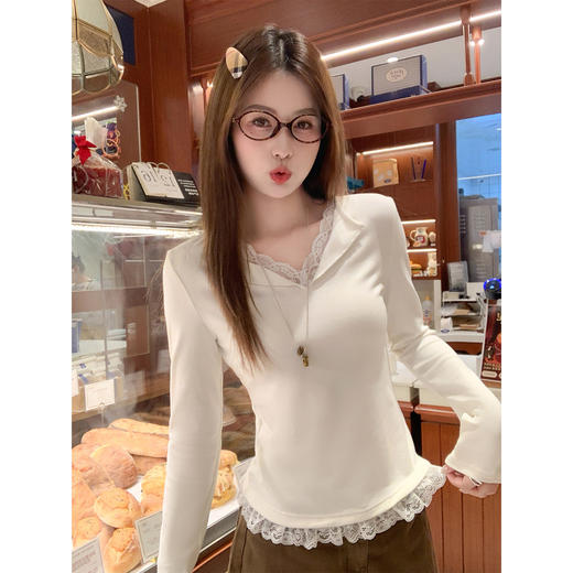 【110元任选2件】现货！ 韩系蕾丝边长袖 商品图0