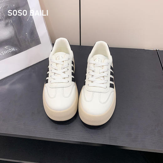 SOSO BAILI德训厚底休闲板鞋 显高显瘦百搭小白鞋 商品图3