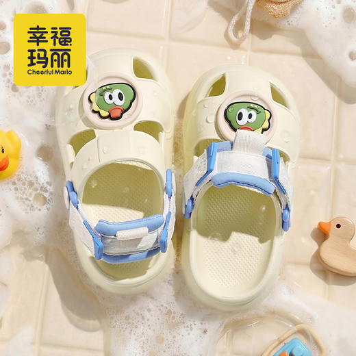 幸福玛丽 卡通织带儿童洞洞鞋 XQ-3121 EVA材质久穿不累脚 波纹大底湿地防滑 可拆卸鞋花可翻转后跟带 一鞋两穿 商品图5