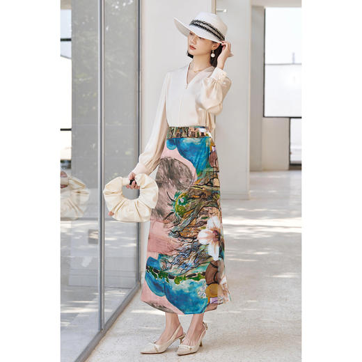 剩S/M/L 米思阳2025春季新款时尚水墨印花半身裙设计感度假穿搭裙子女5450 商品图2