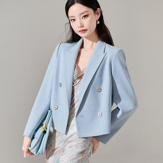 剩S/M/L/XL 芳外新款气质通勤西装外套纯色高级感短外套8I24AX0146 商品图1