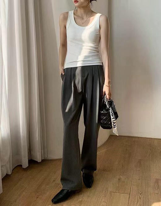 大王螺纹全棉弹力百搭背心  黑色。白色。灰色自己备注号码颜色。 商品图2