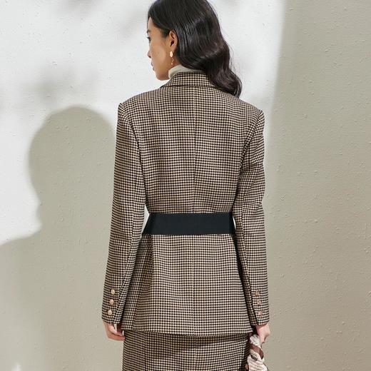 剩S/M/L 芳外春季新款复古经典千鸟格小西装外套宽松中长款西服女1970 商品图4