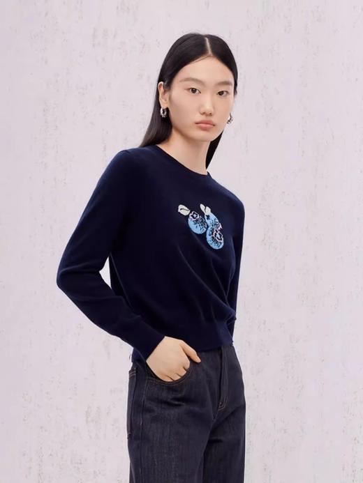 鄂*蓝莓刺绣藏蓝开衫/套头衫 商品图5