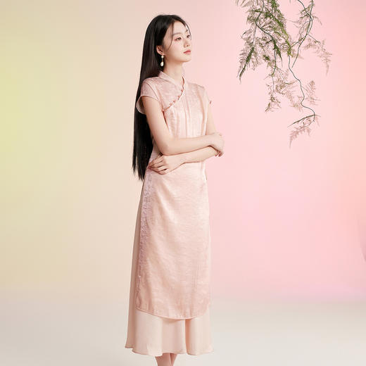 三彩【茶香袅袅】2026夏季新款中式改良旗袍裙两件套连衣裙长裙C 商品图1