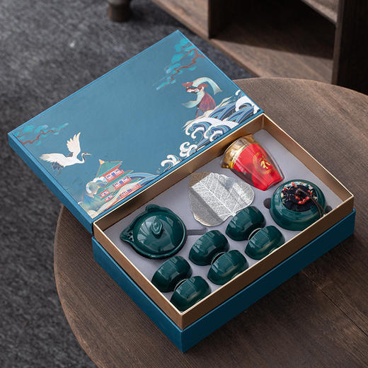 【日用百货】-复古国潮风功夫陶瓷茶具礼盒装 商品图2