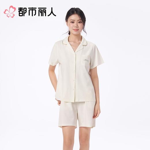 都市丽人睡衣女士睡衣薄家居服单面无尘棉睡衣女士无尘棉短袖套装女装短袖短裤LHC0B8 商品图4