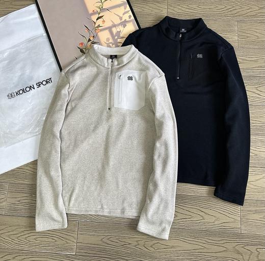 点此购买 可隆春秋季男士户外加绒小立领半拉链运动针织长袖打底衫 hbj 341847 商品图0