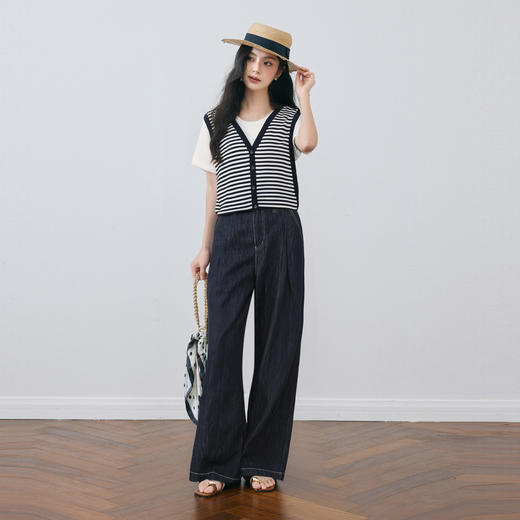 【商场同款】诗凡黎天丝假两件针织衫25秋新款短袖上衣3G7131521 商品图1