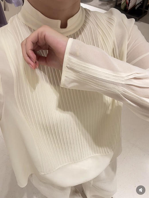 310-4 渠道圆正 小禾爆款 真丝乔其 小立领 塔可边 花苞绣 精致气质衬衫 从春穿到夏 自留XL 商品图6