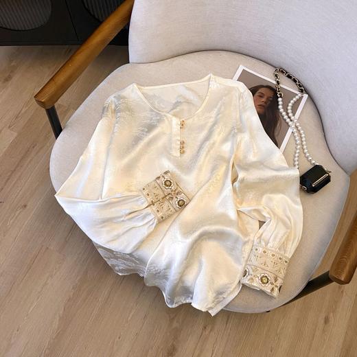 国风打底衫内搭衬衫 长袖刺绣衬衣 春夏设计感新中式上衣 商品图3