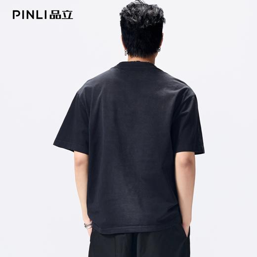 PINLI品立2026夏季新款男士圆领马年贴布字母印花短袖T恤上衣潮牌BG262111019 商品图2