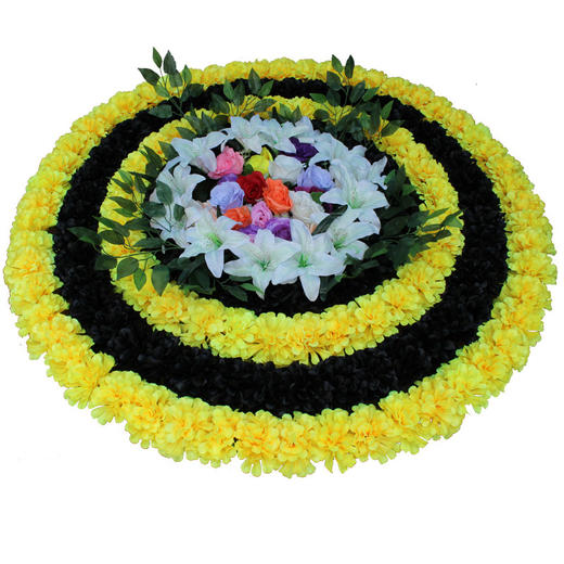 黄+黑+黄+黑仿真花圈1.3米绢花圈假花圈白事用菊花殡仪馆装饰花祭祀祭奠陵园 商品图0