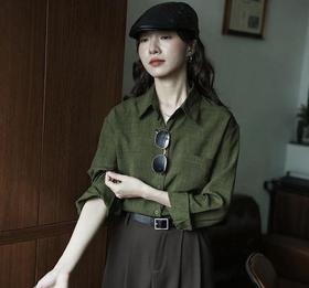 【你好白啊！一眼入迷的绿 复古仙踪衬衫】宽松垂顺，轻薄舒适柔软，百搭文艺复古风!